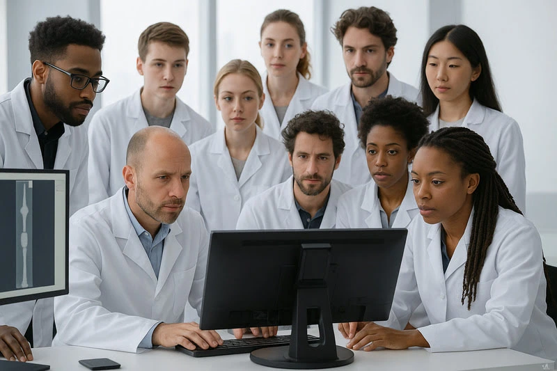 Groups of doctors discussing a case