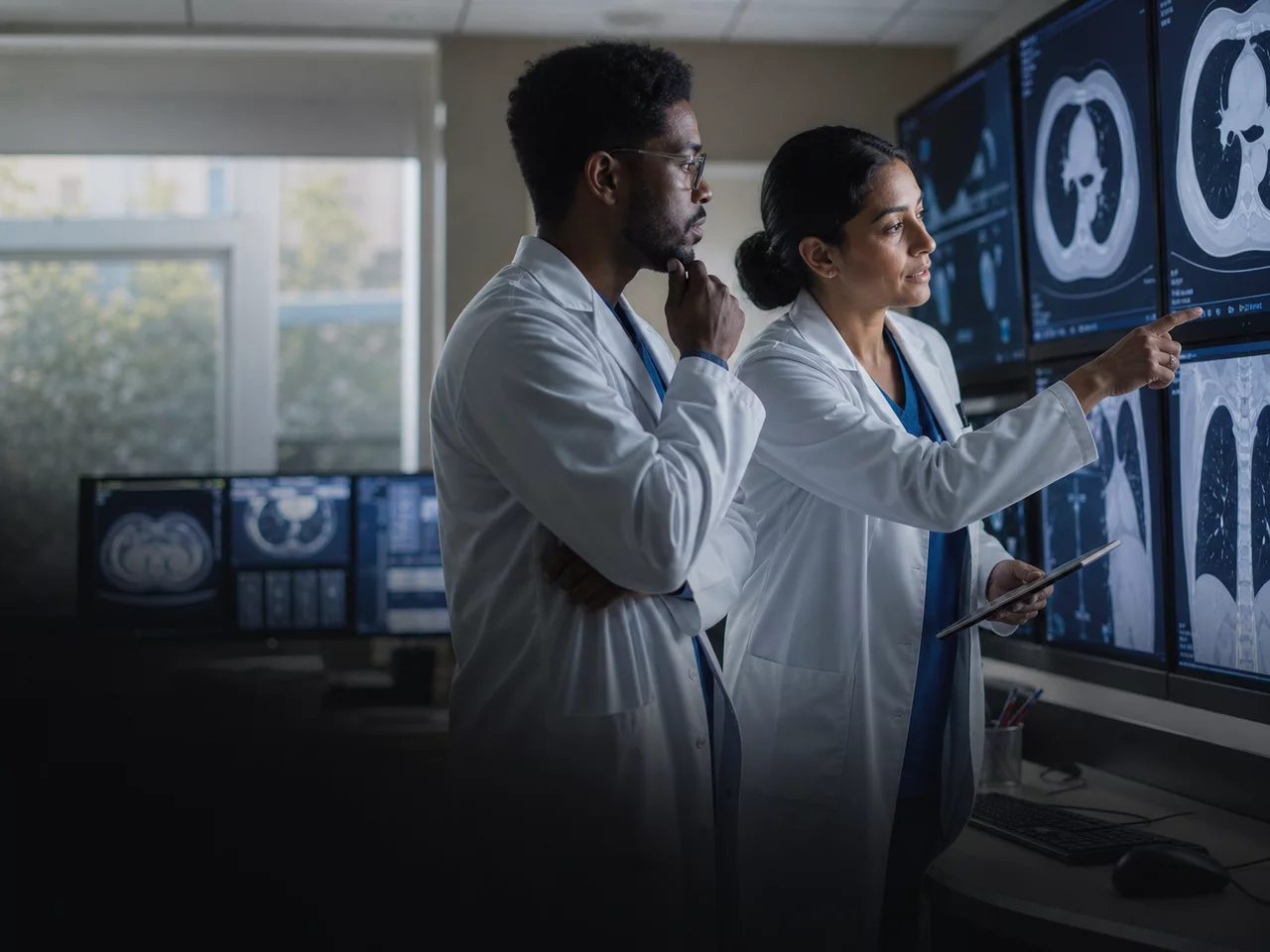 Radiology team using the SiriusRAD platform
