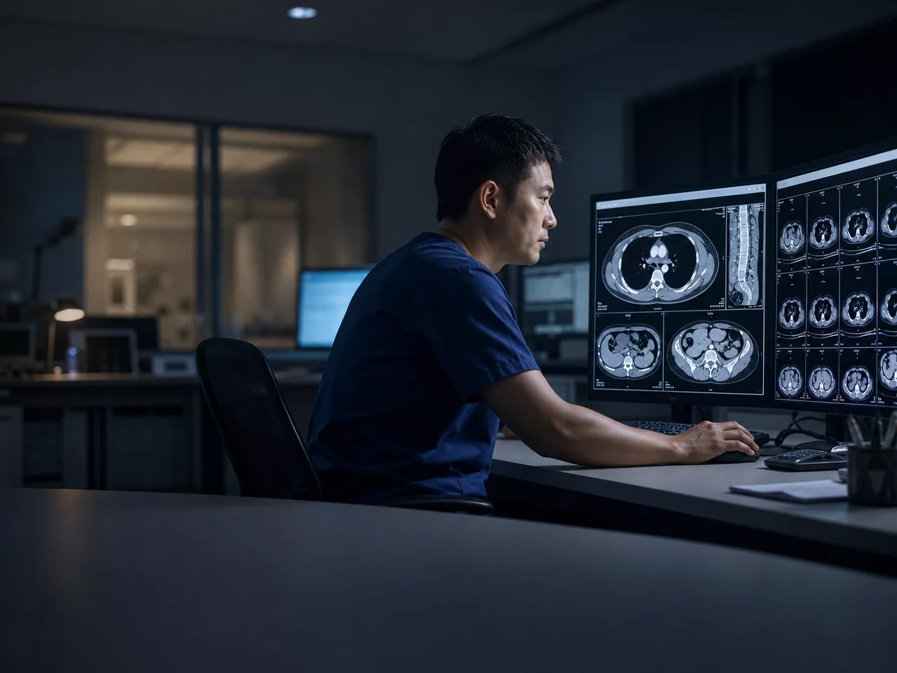 Radiology team using the SiriusRAD platform