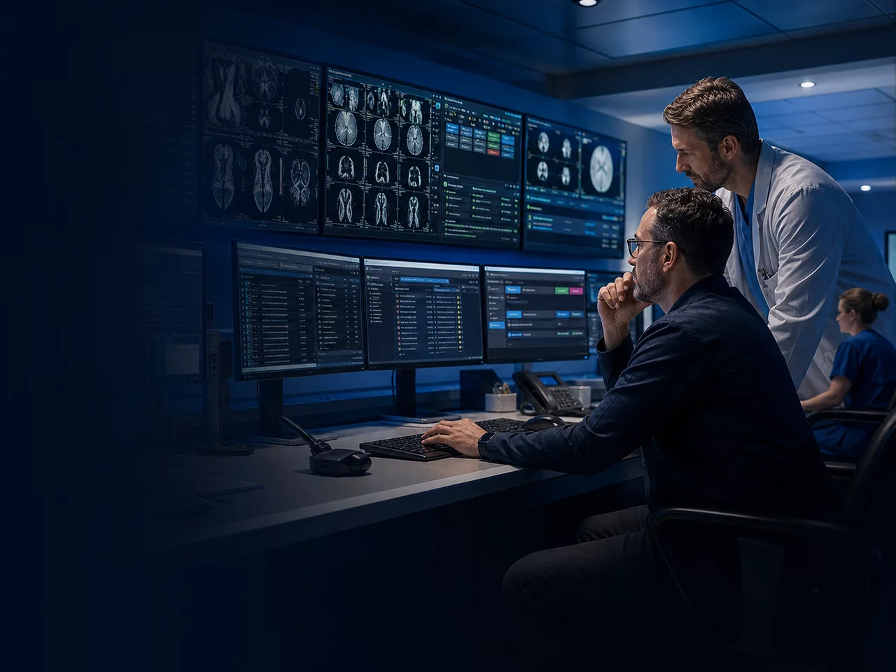 Radiology team using the SiriusRAD platform