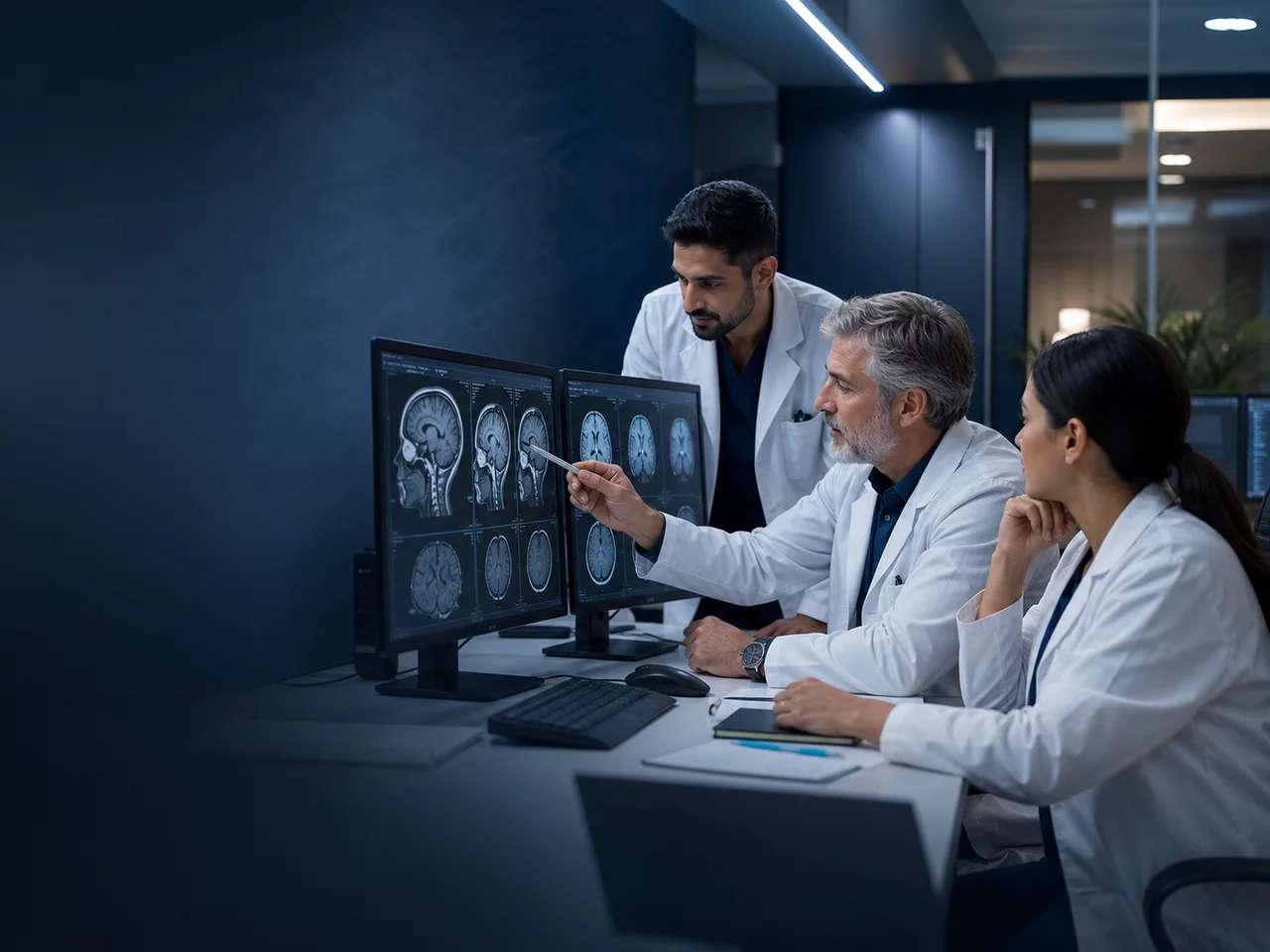 Radiology team using the SiriusRAD platform