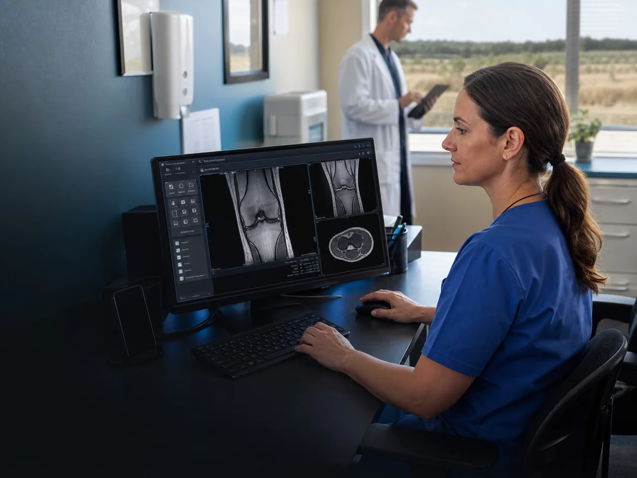 Radiology team using the SiriusRAD platform